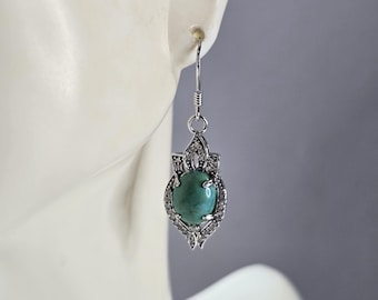 Womens Vintage Estate Sterling Silver Turquoise Earrings 4.5g E892