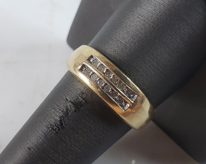 Mens Vintage Estate 14k Yellow Gold Diamond Ring 3.8g  #E6255