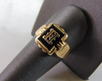 Vintage Estate 10K Yellow Gold Band Signet Ring  3.6g E4122