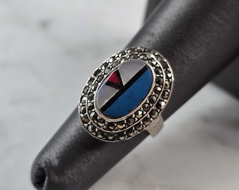 Womens Vintage Estate Sterling Silver Southwestern Zuni Ring 5.2g E654