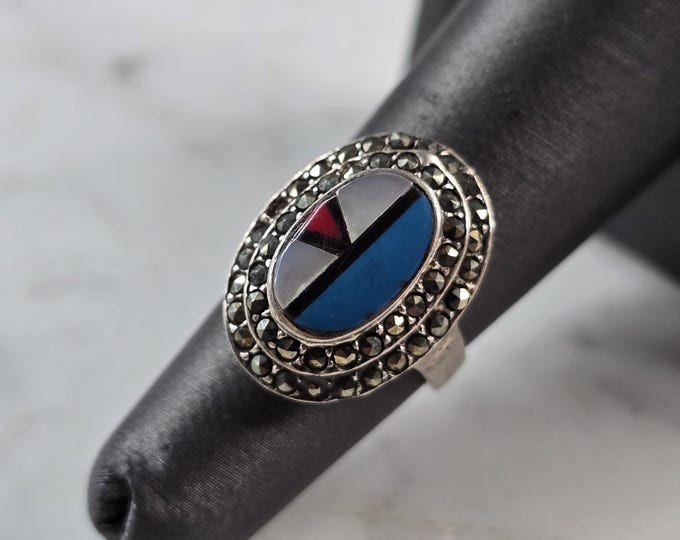 Womens Vintage Estate Sterling Silver Southwestern Zuni Ring 5.2g E654
