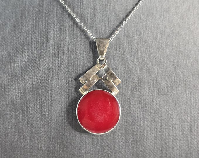 Womens Vintage Estate Sterling Silver Modernist Pendant Necklace 4.6g E5767