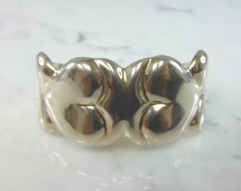 Womens Vintage Estate Sterling Silver Heart Cuff Bracelet 49.7g E1967