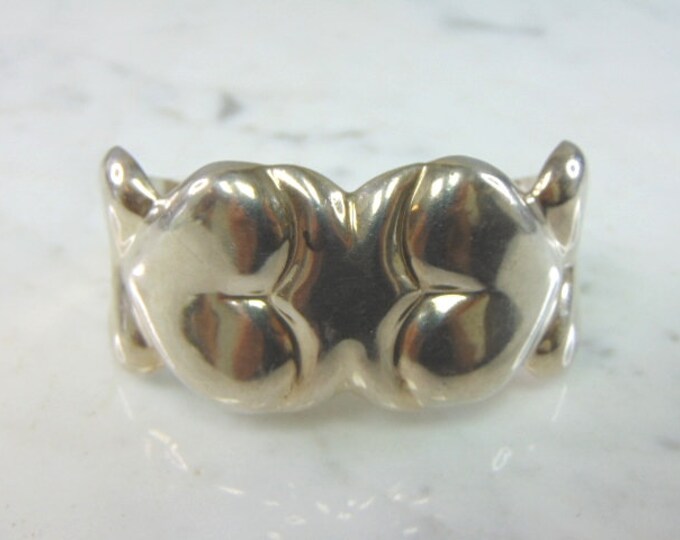 Womens Vintage Estate Sterling Silver Heart Cuff Bracelet 49.7g E1967