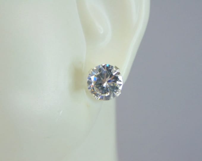 Womens Vintage Estate Sterling Silver CZ Earrings 1.7g E5507