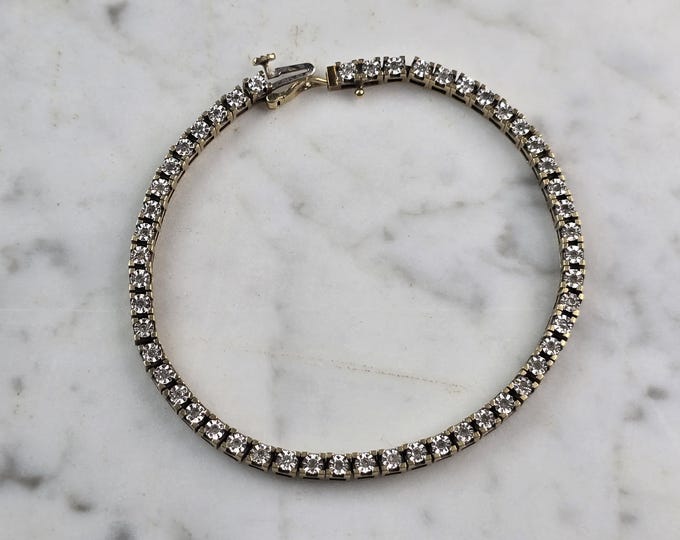 Womens Vintage Estate 10k Gold Diamond Tennis Bracelet 11.6g E980