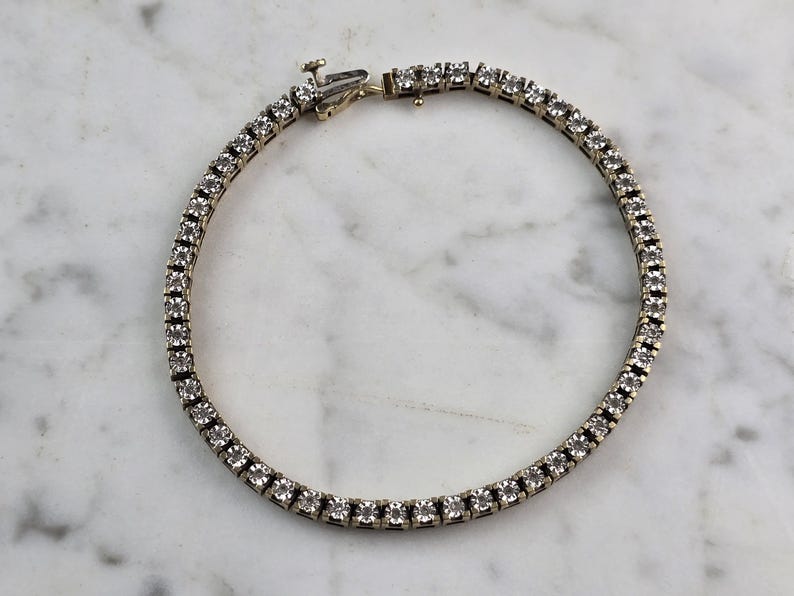 Damen Vintage Gut 10k Gold Diamant Tennis Armband 11.6g E980 Bild 1