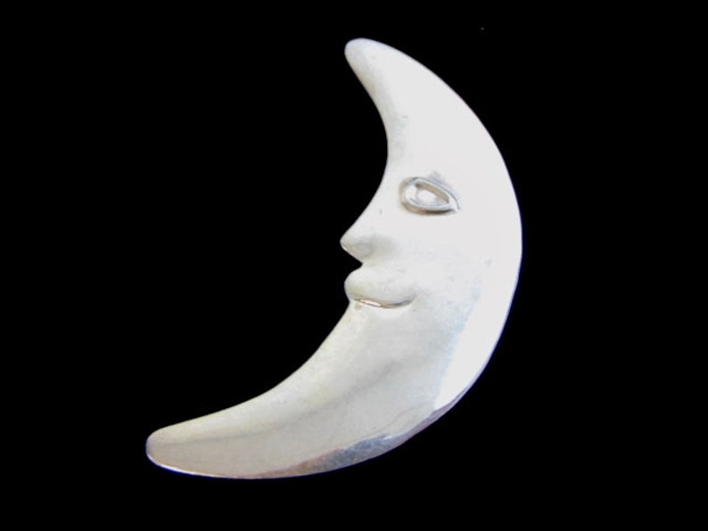 Women/'s Vintage Estate Sterling Silver Smiling Crescent Moon Brooch 9.1g E1517