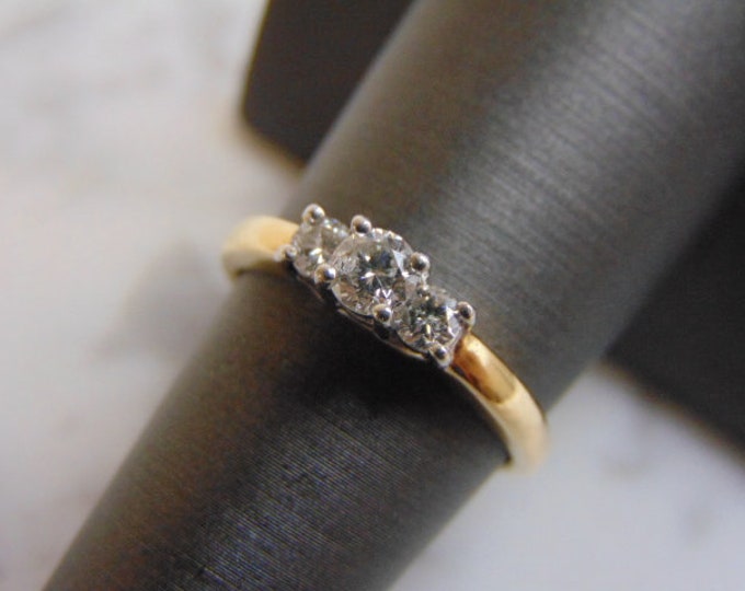 Women's Vintage Estate 14K Yellow Gold Diamond Ring w/ Platinum, 3.4g E849