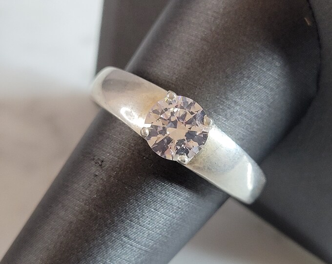 Womens Vintage Estate Sterling Silver CZ Ring 4.5g E6029