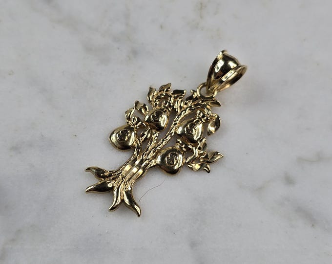 Womens Vintage Estate 10K Yellow Gold Money Tree Pendant 1.6g E6579