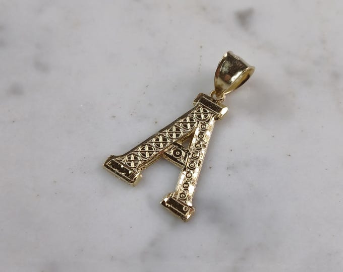 Womens Sterling Silver Gold Tone Initial Letter " A " Pendant 1.7g E7013
