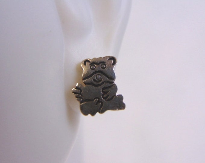 Womens Vintage Estate Sterling Silver Bear Earrings 2.0g E4392