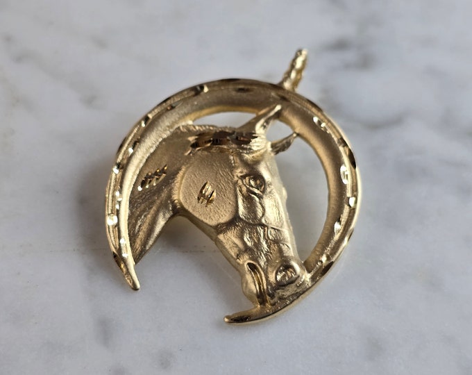 Womens Vintage Estate 14K Yellow Gold Michael Anthony Horse Pendant 8.8g E6570