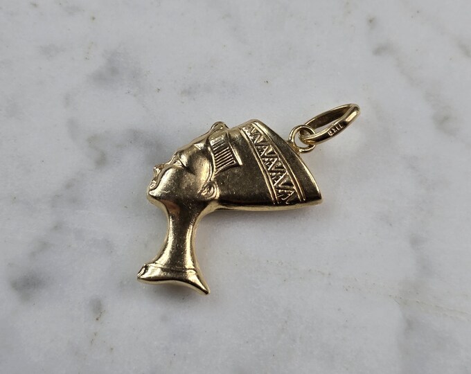 Womens Vintage Estate 14K Yellow Gold Queen Nefertiti Pendant 2.0g E6575