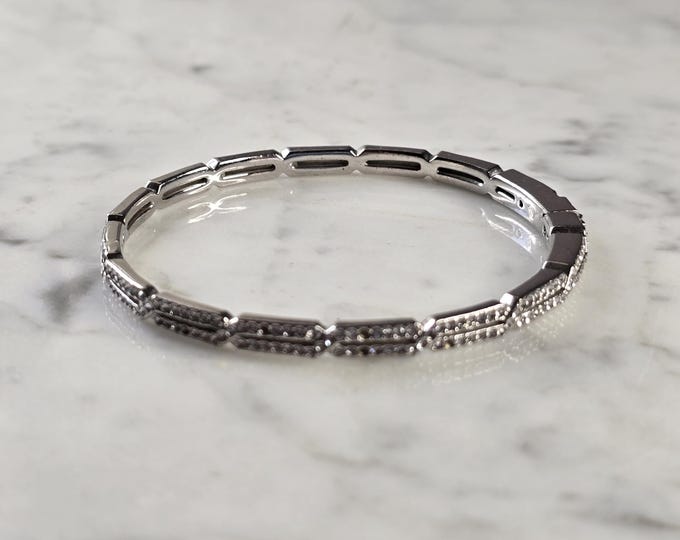 Womens Vintage Estate Sterling Silver CZ Bangle Bracelet 13.7g E4535