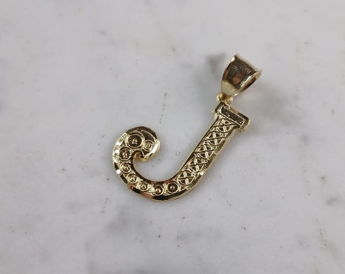 Womens Sterling Silver Gold Tone Initial Letter " J " Pendant 1.5g E7003