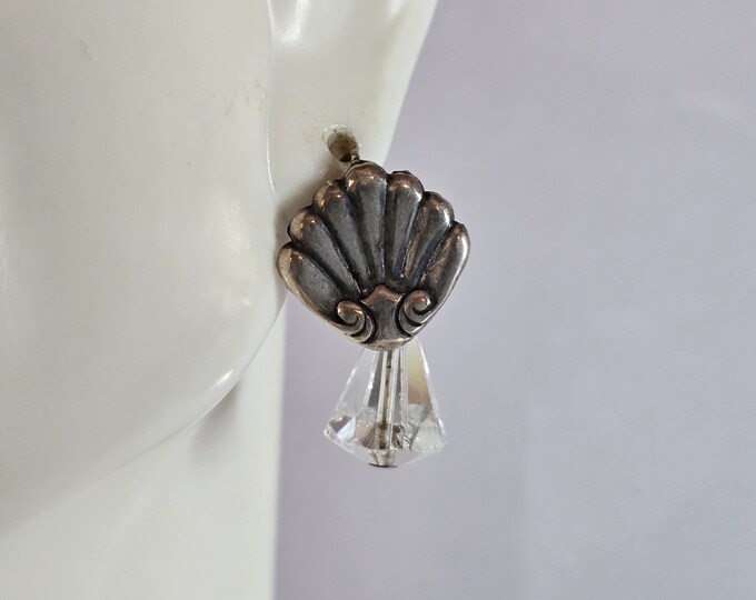 Womens Vintage Estate Sterling Silver Modernist Earrings 3.1g E7590