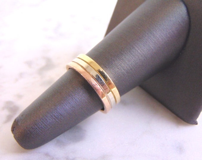 Vintage Estate 14K Multi Tone Gold Wedding Band Ring 5.5g E2554