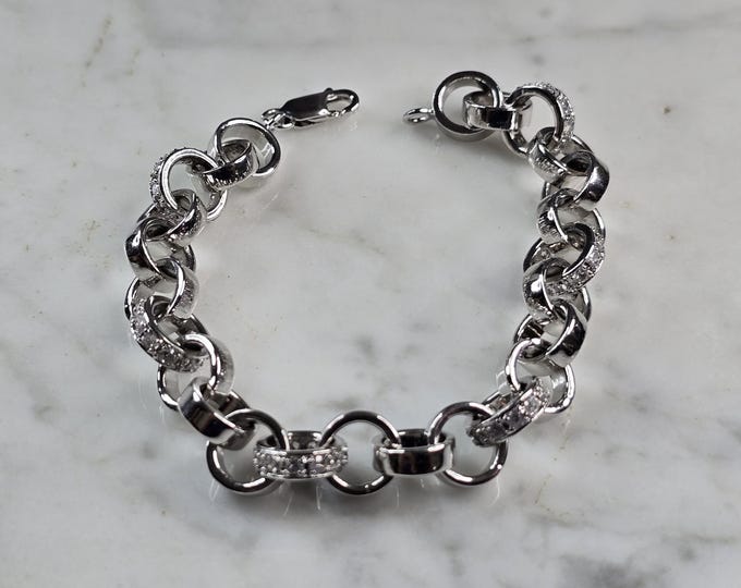 Womens Vintage Estate Sterling Silver Modernist Bracelet 28.7g #E5782