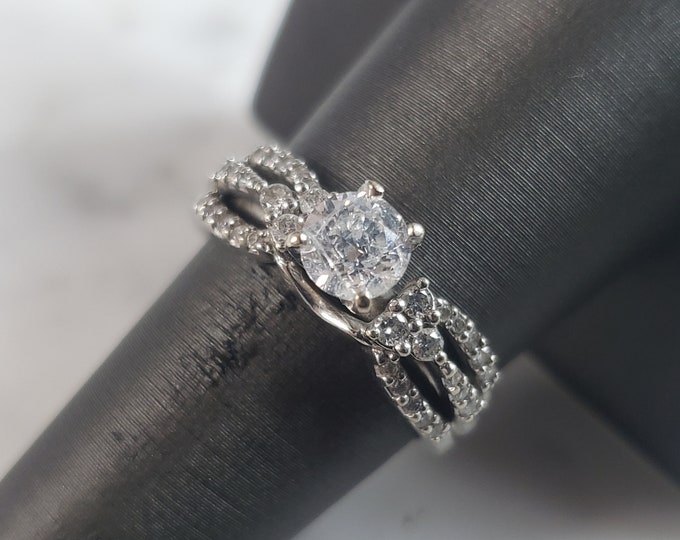 Womens Vintage Estate 14k White Gold Diamond Engagement Ring 4.9g  #E6210