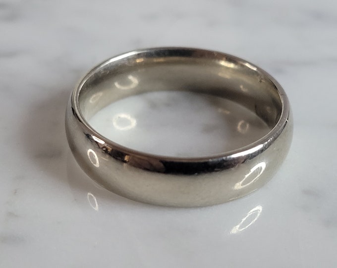 Mens Vintage Estate 14K White Gold Wedding Band Ring 9.9g E6796
