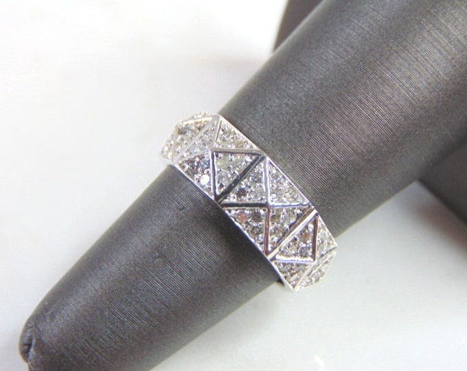 Unique Womens 14K White Gold Diamond Eternity Ring 4.5g E1253