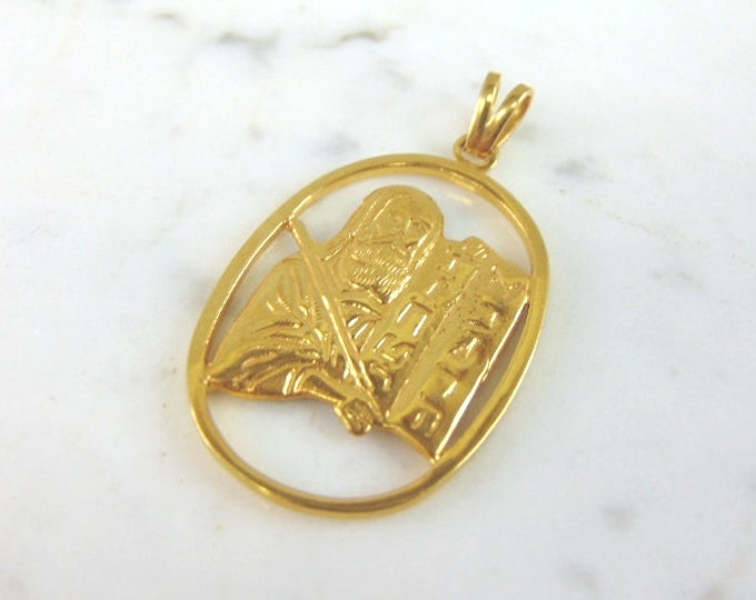 Vintage Estate 18k Gold Judaica Moses Pendant 12.4g E982