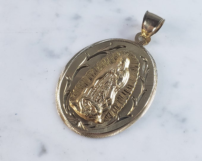 Vintage Estate 14K Yellow Gold Religious Mary Pendant 13.9g #E6122