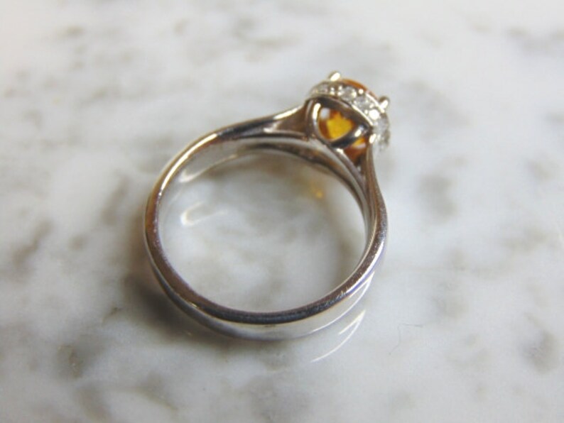 Vintage Estate 14K White Gold Ring w/ Zircon Stone & Diamonds 5.5g E3002 image 3
