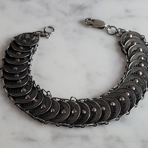 Womens Vintage Estate Sterling zilveren filigraan armband 14,2g E3547