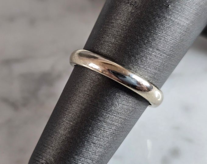 Womens Vintage Estate 14K White Gold FG Wedding Band Ring, 2.8g E7164