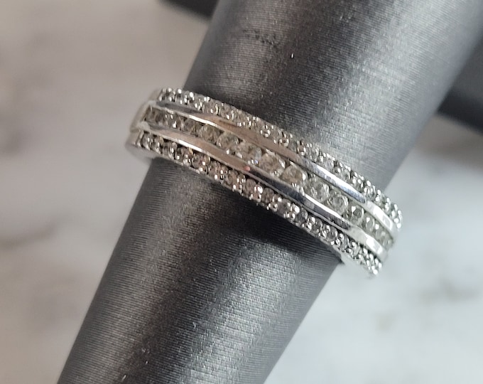 Womens Estate Sterling Silver CZ Ring 4.2g E1618