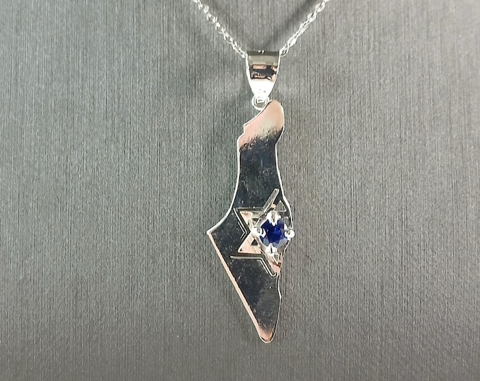 Sterling Silver Jewish Judaica Star of David Israel Pendant Necklace 3.4g E3996
