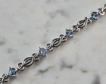 Womens Vintage Estate Sterling Silver Topaz Bracelet 6.0g E2343