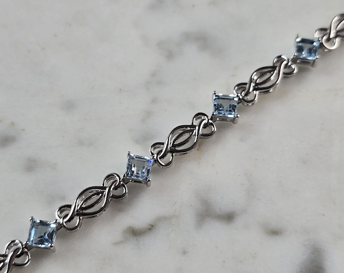 Womens Vintage Estate Sterling Silver Topaz Bracelet 6.0g E2343