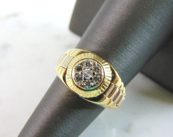 Womens Vintage Estate 14K Yellow Gold Diamond Ring 6.8g E2076