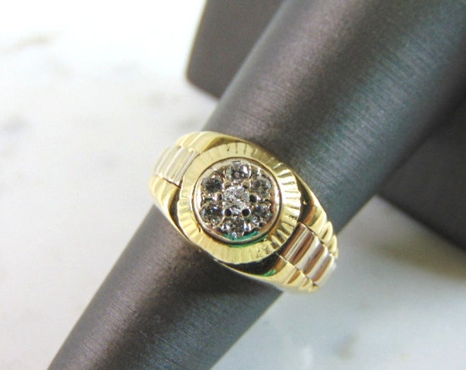 Womens Vintage Estate 14K Yellow Gold Diamond Ring 6.8g E2076