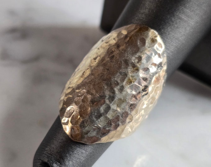 Womens Vintage Estate Sterling Silver Modernist Hammered Ring 13.5g E7727