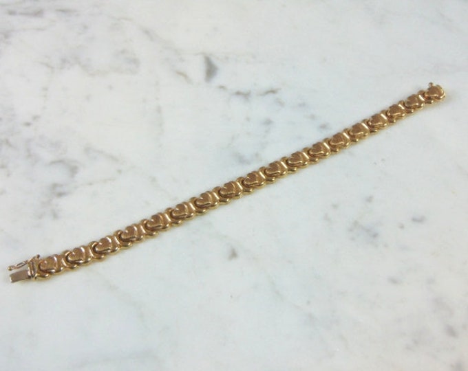 Womens Vintage Estate 10K Yellow Gold Heart Bracelet, 12.6g E1695