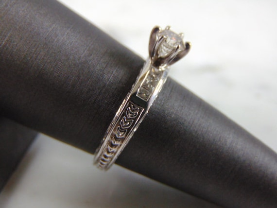 Womens Vintage Estate 14K White Gold Diamond Ring… - image 2