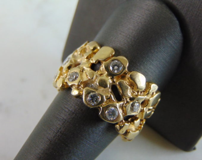 Mens Vintage Estate 14K Gold Diamond Nugget Ring 17.3g E803