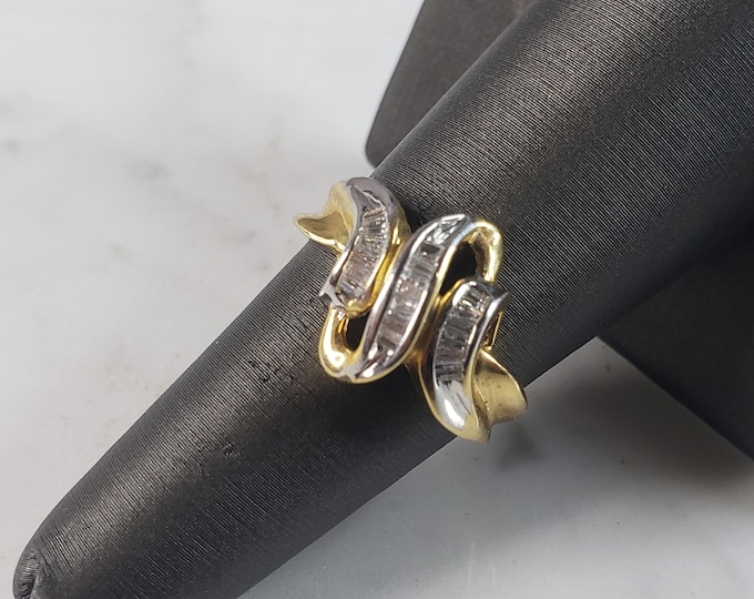 Womens Vintage Estate 14K Yellow Gold Diamond Cluster Ring 5.3g E2854
