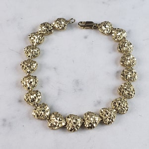 Womens Vintage Estate 14k Gold Heart Link Bracelet 9.4g E3281