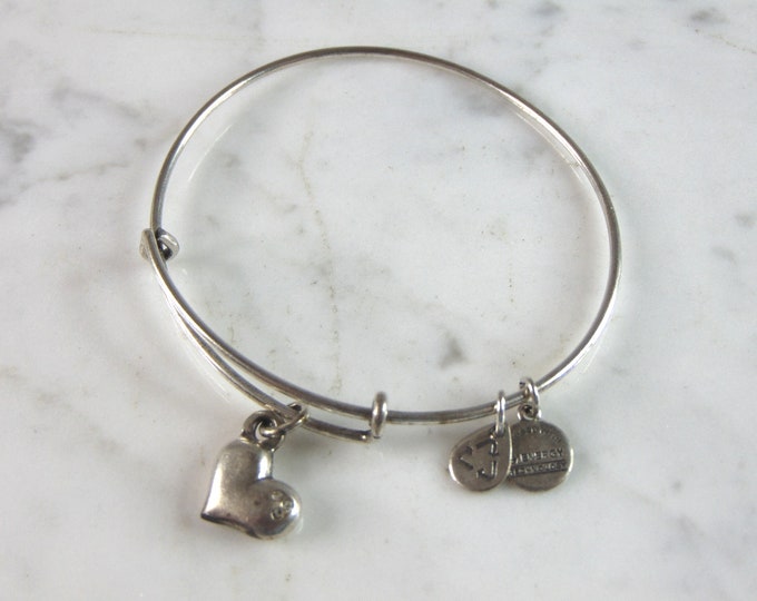Womens Vintage Estate Alex & Ani Heart Stacking Charm Bracelet E2110