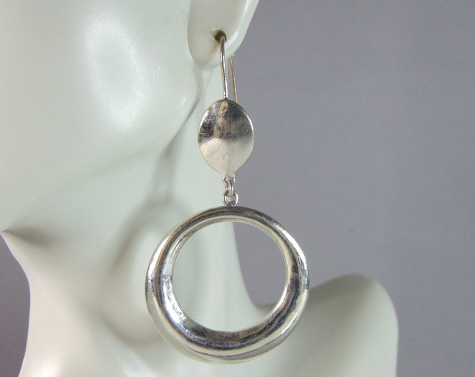 Womens Vintage Estate Sterling Silver Modernist Dangle Earrings 9.3g E2579