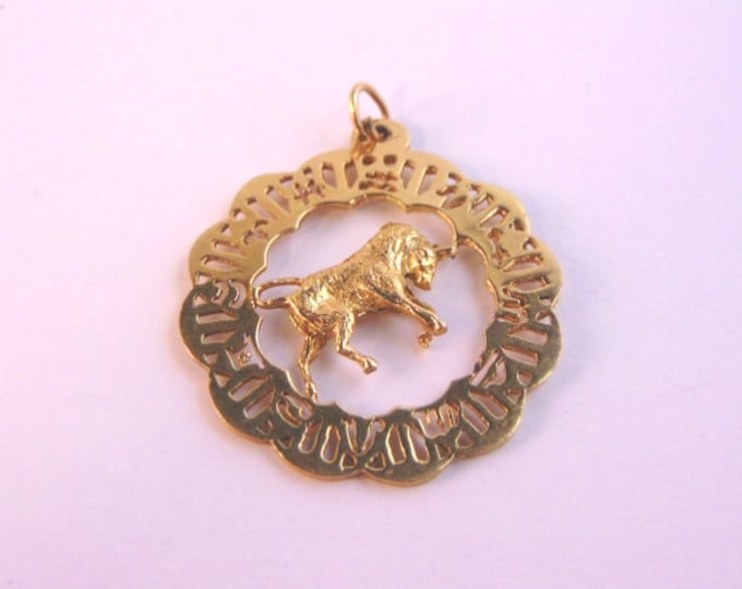 Mens Vintage Estate 18K Yellow Gold Bull Pendant 8.8g E2451