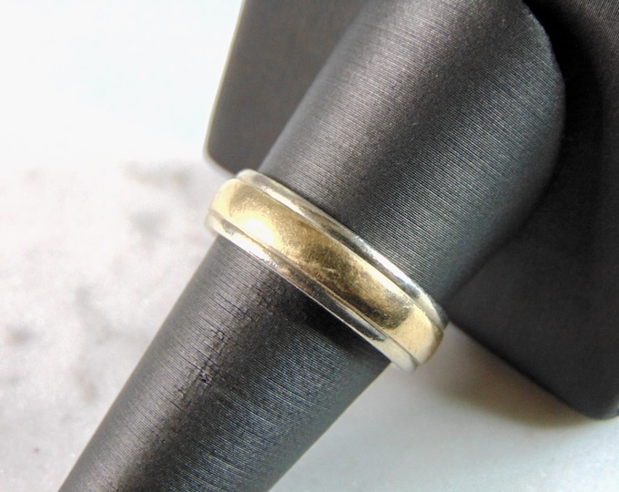 Mens Vintage Estate 14K Yellow & White Gold Wedding Ring 8.4g E2321