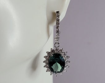 Womens Sterling Silver Modernist CZ Earrings 5.9g E2895