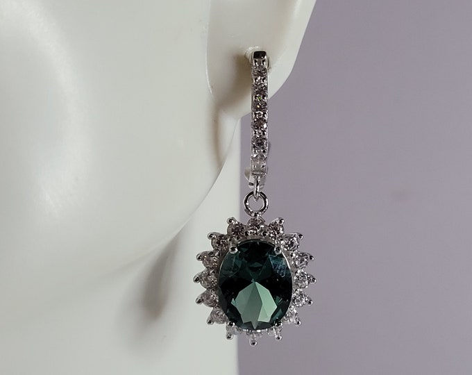 Womens Sterling Silver Modernist CZ Earrings 5.9g E2895